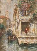 Luigi Lanza Italian b 1860 Venetian Canal View