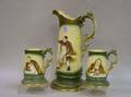 ThreePiece Late Victorian Handpainted and Transfer Decorated Ceramic Cider Set