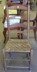 Ladderback Side Chair and a Queen Anne Brown Stained Side Chair