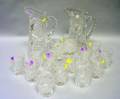 Two Colorless Cut Glass Pitchers and a Set of Thirteen Colorless Cut Glass Tumblers
