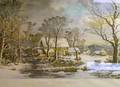 Framed Currier  Ives Restrike Print Winter in the Country The Old