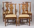Set of Eight Benjamin Ferber Chippendalestyle Carved Mahogany Dining Chairs with Upholstered Slip Seats