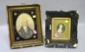 Framed Miniature Oval Portrait of a Young Woman on Ivory and a Framed Watercolor Portrait of a Gentleman with Eglomise Mat