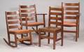 Suite of Four Arts  Crafts Oak Slatback Chairs