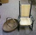 Childs Black Painted Rocking Chair and a Woven Gathering Basket