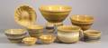 Fourteen Pieces of Assorted Striped Yellowware