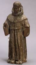 Continental Carved Wood Architectural Figure of a Monk