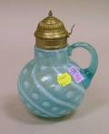 Victorian Blue and Opalescent Coin Spot and Swirl Syrup Pitcher