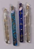 Four Continental Gold Enamel Decorated Glass Perfume Vials