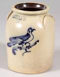 Stoneware Jar with Cobalt Blue Bird