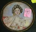 Framed Miniature Painted and Embroidered Portrait of a Lady