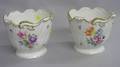 Pair of Herend Handpainted Floral Decorated Porcelain Cache Pots