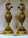 Pair of Baroquestyle Gilt Cast Metal Ewerform Table Lamps
