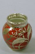 Hutschenreuther Sterling Silver Overlay Glazed Porcelain Cabinet Vase