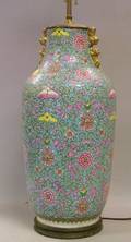 Large Chinese Enamel Decorated Porcelain Table Lamp Base