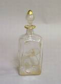French Art Nouveau Gilt Floral Etched Colorless Glass Decanter