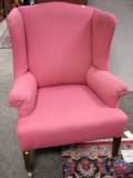 Upholstered Mahogany Wing Chair