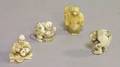 Four Japanese Carved Ivory Netsuke