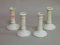 Set of Four Frosted White Pressed Glass Candlesticks