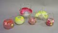 Six Victorian Colored Art Glass Table Items