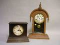 E Ingraham Walnutfinished Mantel Clock and a Brown Painted Victorian Shelf Clock