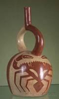 PreColumbian Painted Pottery Stirrup Spout Vessel