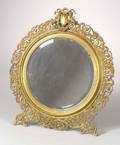 Late Victorian Cast Brass Table Mirror with Beveled Glass