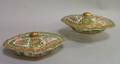 Pair of Chinese Export Porcelain Rose Medallion Covered Vegetable Dishes