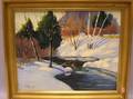Framed Oil on Board Winter Scene with Brook