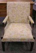 Chippendalestyle Upholstered Carved Mahogany Library Armchair
