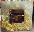 Painted Wildflower Decorated Wooden Framed Mirror