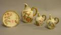 Three Royal Worcester Handpainted Floral Decorated Porcelain Pitchers and a Plate