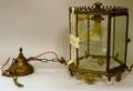 19th Century Hexagonal Gilt Brass and Glass Hanging Hall Lighting Fixture