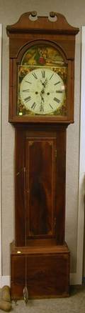 English Inlaid Mahogany and Mahogany Veneer Tall Case Clock