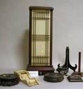 Lot of Assorted Stands and an Asian Wooden and Paper Lamp