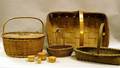 Four Assorted Woven Baskets and Four Native American Miniature Woven Covered Baskets