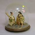 Pair of Japanese Costume Figures under a Glass Dome