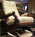 Renaissance Revival Upholstered Carved Walnut Platform Armrocker