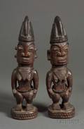 Pair of African Carved Wood Ibeji Dolls