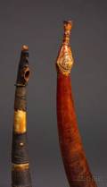 Two African Ivory Side Blown Trumpets
