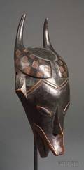 African Carved Wood Antelope Mask