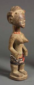 African Carved Wood Female Figure
