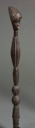African Carved Wood Staff