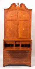 Federal Cherry Inlaid Desk Bookcase