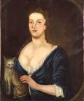 Attributed to John Greenwood Boston 17271792 Portrait of a Lady in Blue with her Cat