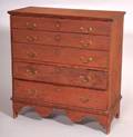 Redpainted Pine Chest over Two Drawers