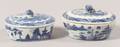Two Blue and White Covered Porcelain BonBon Dishes