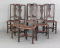Set of six New England Queen Anne rush seat dining chairs 18th c