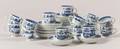 Fourteen Blue and White Canton Demitasse Cups and Saucers
