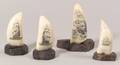 Four Engraved Whales Teeth